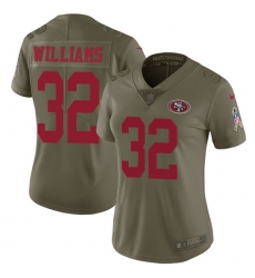 Women's Nike San Francisco 49ers #32 Joe Williams Limited Olive 2017 Salute to Service NFL Jersey