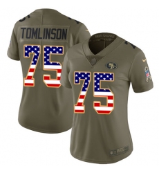 Women's Nike San Francisco 49ers #75 Laken Tomlinson Limited Olive/USA Flag 2017 Salute to Service NFL Jersey