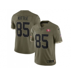 Men's San Francisco 49ers #85 George Kittle 2022 Olive Salute To Service Limited Stitched Jersey