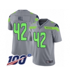 Men's Seattle Seahawks #42 Delano Hill Limited Silver Inverted Legend 100th Season Football Jersey