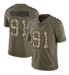 Youth Nike Seattle Seahawks #91 Sheldon Richardson Limited Olive/Camo 2017 Salute to Service NFL Jersey