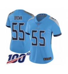Women's Tennessee Titans #55 Jayon Brown Light Blue Alternate Vapor Untouchable Limited Player 100th Season Football Jersey