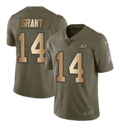 Youth Nike Washington Redskins #14 Ryan Grant Limited Olive/Gold 2017 Salute to Service NFL Jersey