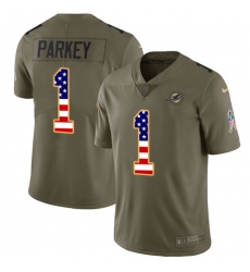 Men's Nike Miami Dolphins #1 Cody Parkey Limited Olive/USA Flag 2017 Salute to Service NFL Jersey