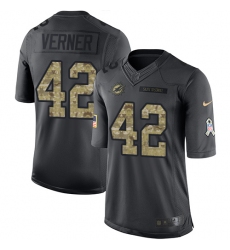 Youth Nike Miami Dolphins #42 Alterraun Verner Limited Black 2016 Salute to Service NFL Jersey