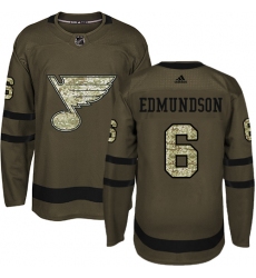 Men's Adidas St. Louis Blues #6 Joel Edmundson Premier Green Salute to Service NHL Jersey