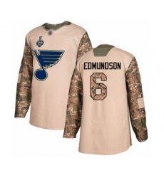 Men's St. Louis Blues #6 Joel Edmundson Authentic Camo Veterans Day Practice 2019 Stanley Cup Final Bound Hockey Jersey
