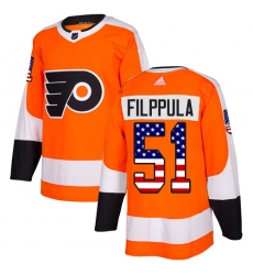 Men's Adidas Philadelphia Flyers #51 Valtteri Filppula Authentic Orange USA Flag Fashion NHL Jersey