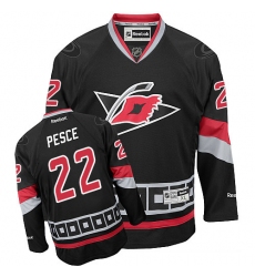 Women's Reebok Carolina Hurricanes #22 Brett Pesce Authentic Black Third NHL Jersey