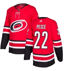Youth Adidas Carolina Hurricanes #22 Brett Pesce Authentic Red Home NHL Jersey