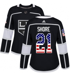 Women's Adidas Los Angeles Kings #21 Nick Shore Authentic Black USA Flag Fashion NHL Jersey