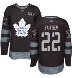 Men's Adidas Toronto Maple Leafs #22 Nikita Zaitsev Authentic Black 1917-2017 100th Anniversary NHL Jersey