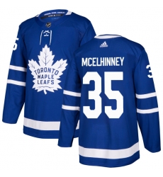 Men's Adidas Toronto Maple Leafs #35 Curtis McElhinney Authentic Royal Blue Home NHL Jersey