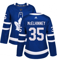 Women's Adidas Toronto Maple Leafs #35 Curtis McElhinney Authentic Royal Blue Home NHL Jersey