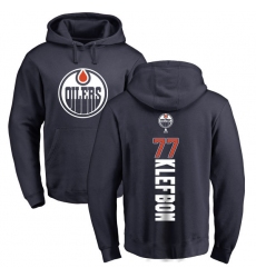 NHL Adidas Edmonton Oilers #77 Oscar Klefbom Navy Blue Backer Pullover Hoodie
