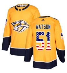 Youth Adidas Nashville Predators #51 Austin Watson Authentic Gold USA Flag Fashion NHL Jersey
