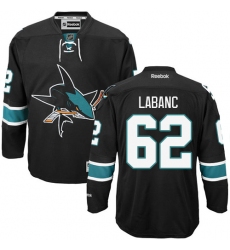 Youth Reebok San Jose Sharks #62 Kevin Labanc Authentic Black Third NHL Jersey