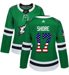 Women's Adidas Dallas Stars #17 Devin Shore Authentic Green USA Flag Fashion NHL Jersey
