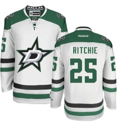 Women's Reebok Dallas Stars #25 Brett Ritchie Authentic White Away NHL Jersey