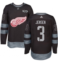 Men's Adidas Detroit Red Wings #3 Nick Jensen Authentic Black 1917-2017 100th Anniversary NHL Jersey
