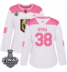 Women's Adidas Vegas Golden Knights #38 Tomas Hyka Authentic White/Pink Fashion 2018 Stanley Cup Final NHL Jersey
