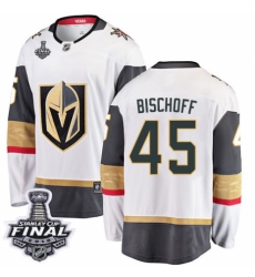 Youth Vegas Golden Knights #45 Jake Bischoff Authentic White Away Fanatics Branded Breakaway 2018 Stanley Cup Final NHL Jersey