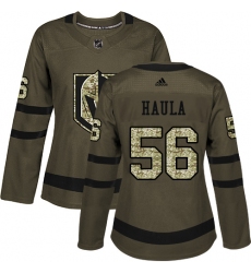 Women's Adidas Vegas Golden Knights #56 Erik Haula Authentic Green Salute to Service NHL Jersey