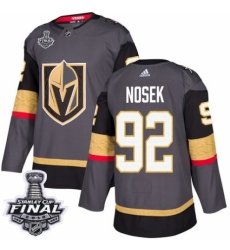 Men's Adidas Vegas Golden Knights #92 Tomas Nosek Authentic Gray Home 2018 Stanley Cup Final NHL Jersey
