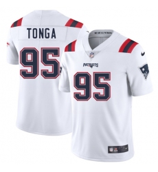 Men's New England Patriots #95 Khyiris Tonga White 2025 Vapor Limited Football Stitched Jersey