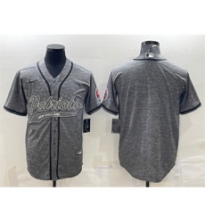 Men's New England Patriots Blank Gray With Patch Cool Base Stitched Baseball Jersey