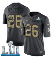 Men's Nike Philadelphia Eagles #26 Jaylen Watkins Limited Black 2016 Salute to Service Super Bowl LII NFL Jersey