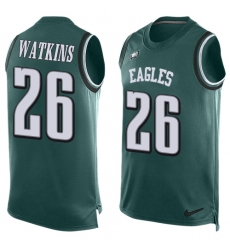 Men's Nike Philadelphia Eagles #26 Jaylen Watkins Limited Midnight Green Player Name & Number Tank Top NFL Jersey