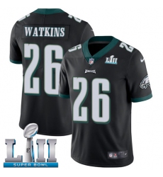 Youth Nike Philadelphia Eagles #26 Jaylen Watkins Black Alternate Vapor Untouchable Limited Player Super Bowl LII NFL Jersey