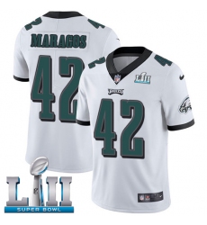 Youth Nike Philadelphia Eagles #42 Chris Maragos White Vapor Untouchable Limited Player Super Bowl LII NFL Jersey