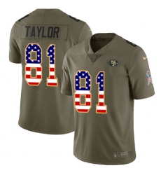 Men's Nike San Francisco 49ers #81 Trent Taylor Limited Olive/USA Flag 2017 Salute to Service NFL Jersey