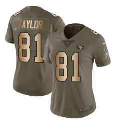 Women's Nike San Francisco 49ers #81 Trent Taylor Limited Olive/Gold 2017 Salute to Service NFL Jersey