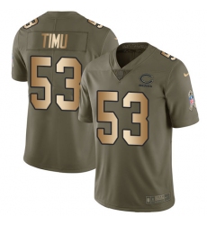 Men's Nike Chicago Bears #53 John Timu Limited Olive/Gold Salute to Service NFL Jersey