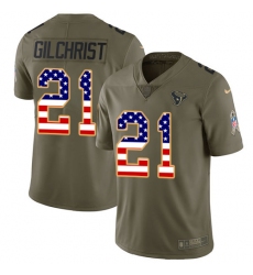 Men's Nike Houston Texans #21 Marcus Gilchrist Limited Olive/USA Flag 2017 Salute to Service NFL Jersey