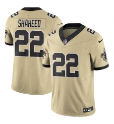 Men's New Orleans Saints #22 Rashid Shaheed Gold 2025 F.U.S.E. Alternate Vapor Limited Football Stitched Jersey