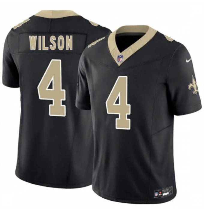 Men's New Orleans Saints #4 Zach Wilson Black 2026 F.U.S.E. Vapor Limited Football Stitched Jersey
