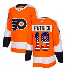 Men's Adidas Philadelphia Flyers #19 Nolan Patrick Authentic Orange USA Flag Fashion NHL Jersey