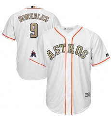 Youth Majestic Houston Astros #9 Marwin Gonzalez Authentic White 2018 Gold Program Cool Base MLB Jersey