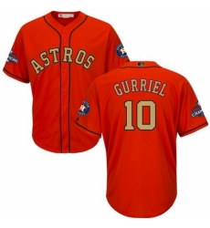Men's Majestic Houston Astros #10 Yuli Gurriel Replica Orange Alternate 2018 Gold Program Cool Base MLB Jersey