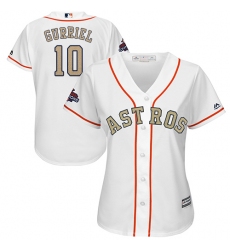 Women's Majestic Houston Astros #10 Yuli Gurriel Authentic White 2018 Gold Program Cool Base MLB Jersey