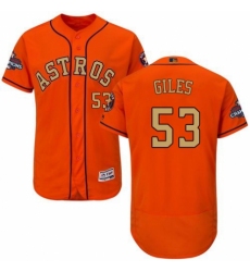 Men's Majestic Houston Astros #53 Ken Giles Orange Alternate 2018 Gold Program Flex Base Authentic Collection MLB Jersey