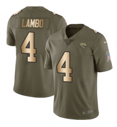 Youth Nike Jacksonville Jaguars #4 Josh Lambo Limited Olive/Gold 2017 Salute to Service NFL Jersey