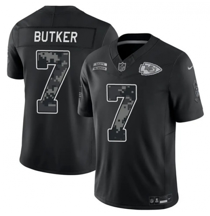 Men's Kansas City Chiefs #7 Harrison Butker Black 2026 F.U.S.E. Salute to Service Limited Football Stitched Jersey