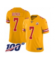 Men's Kansas City Chiefs #7 Harrison Butker Limited Gold Inverted Legend 100th Season Football Jersey