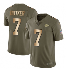 Men's Nike Kansas City Chiefs #7 Harrison Butker Limited Olive/Gold 2017 Salute to Service NFL Jersey