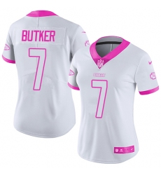 Women's Nike Kansas City Chiefs #7 Harrison Butker Limited White/Pink Rush Fashion NFL Jersey